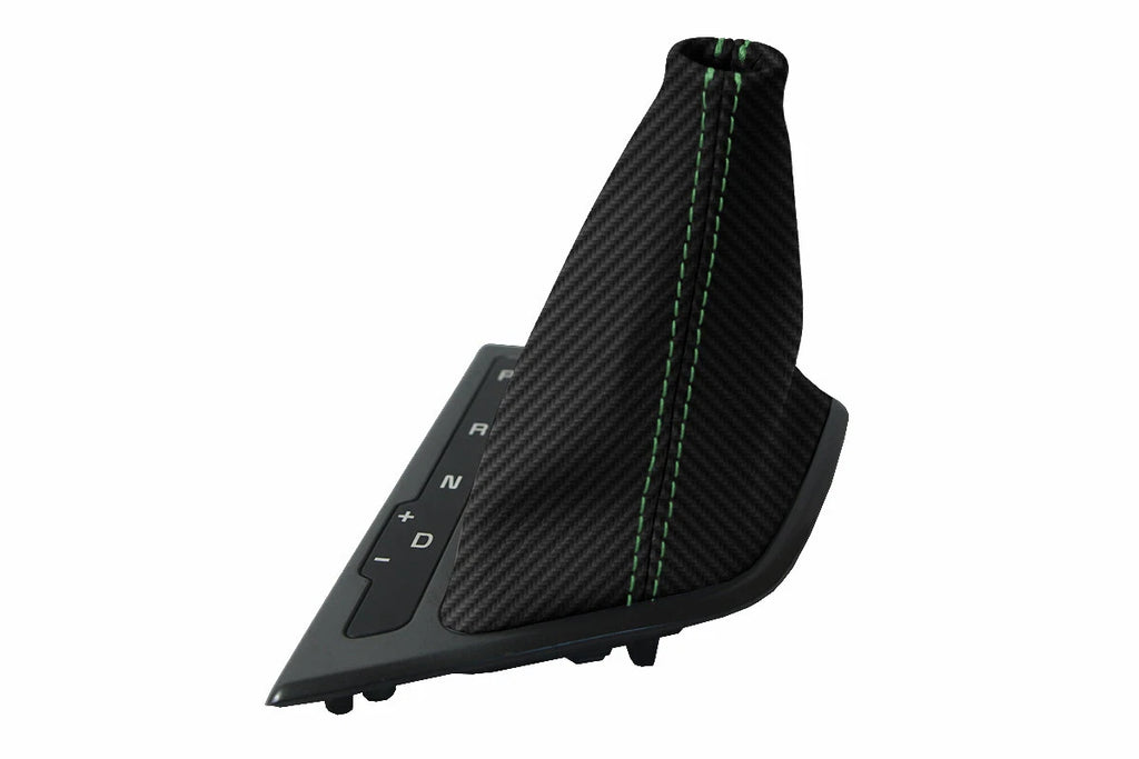 Automatic Shift Boot Cover for Kia Optima (2011–2015) Carbon Fiber Green Stitch