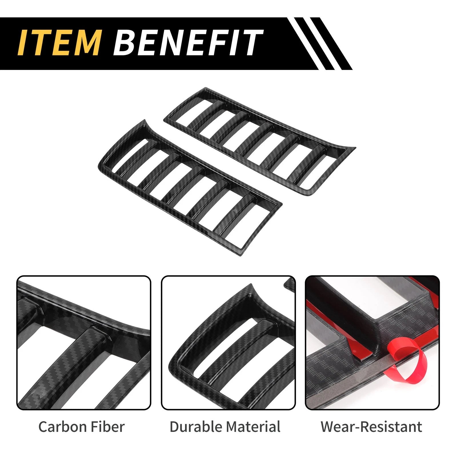 Set of 2 Carbon Fiber Pattern Headlights Grille Vent Cover for Toyota Tundra (2022–2024)