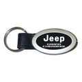 Black Leather Oval Keychain - Officially Licensed for Jeep Grand Cherokee
