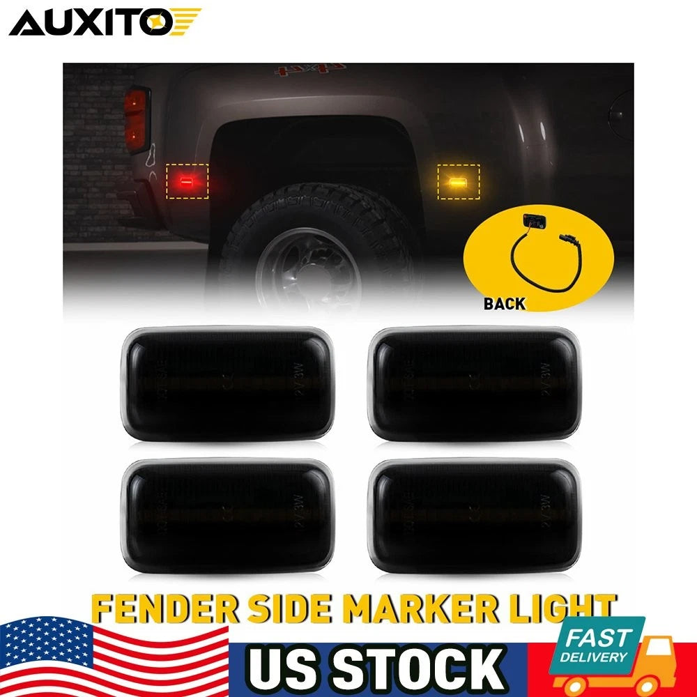 Amber Red LED Fender Lights for Chevy Silverado 2500HD 3500HD (2015–2023)