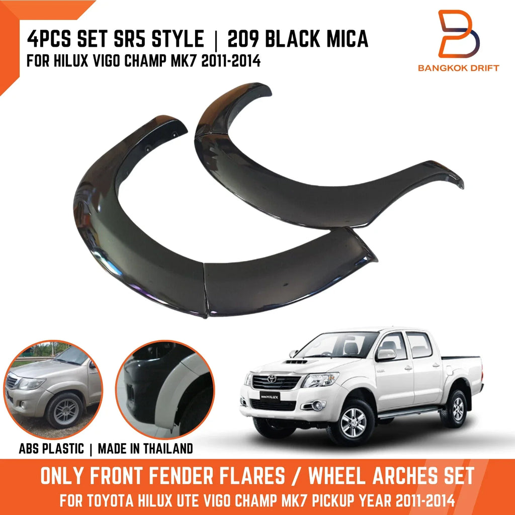 Front 209 Black Fender Flares for Toyota Hilux Ute (2011-2014)