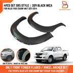 Front 209 Black Fender Flares for Toyota Hilux Ute (2011-2014)