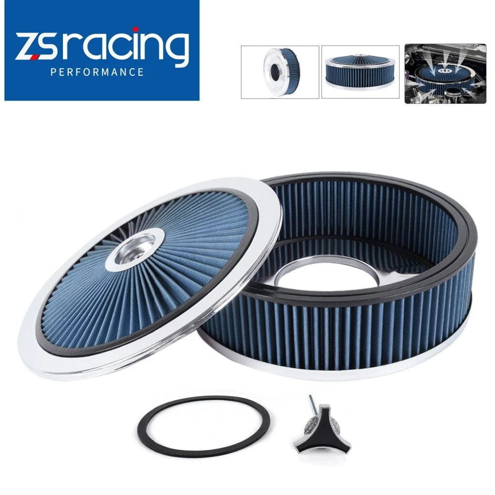 14 Inch Round Deep Dish Performance Air Cleaner for SBC BBC (Universal)