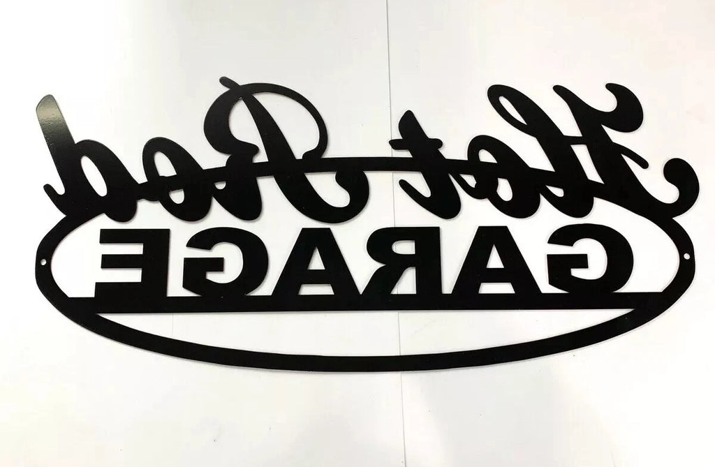Vintage Hot Rod Garage Metal Sign Script for Universal (No Year)
