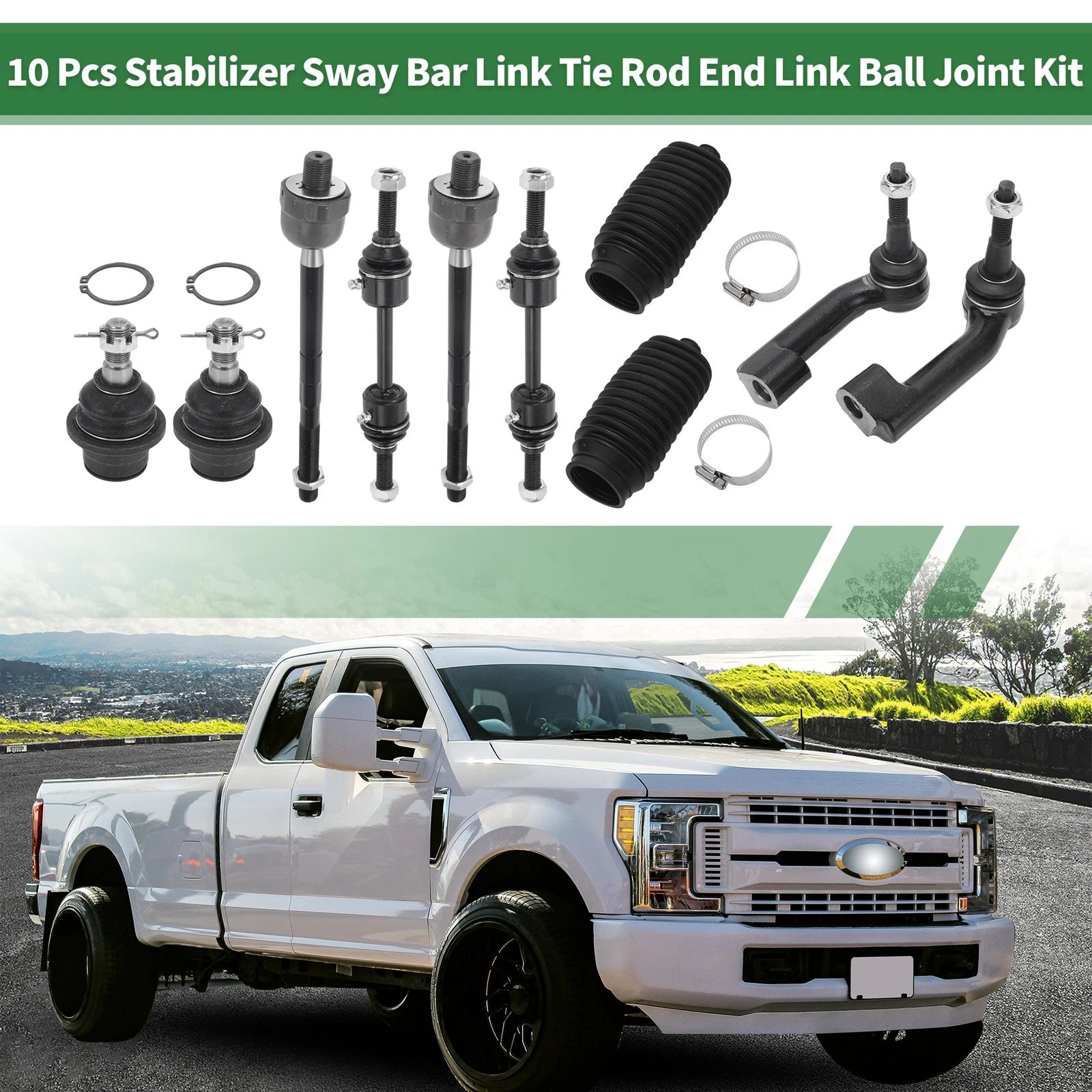 10X Front Suspension Kit Tie Rod Ends Sway Bar Link Ball Joint for Ford F-150 (2004–2023)