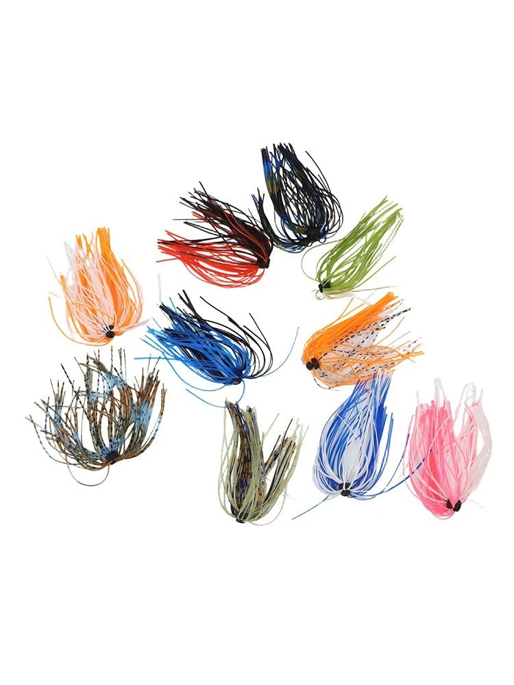 10X Silicone Jig Skirts for Bass Trout Walleye Crappie Fishing Lures (7cm)