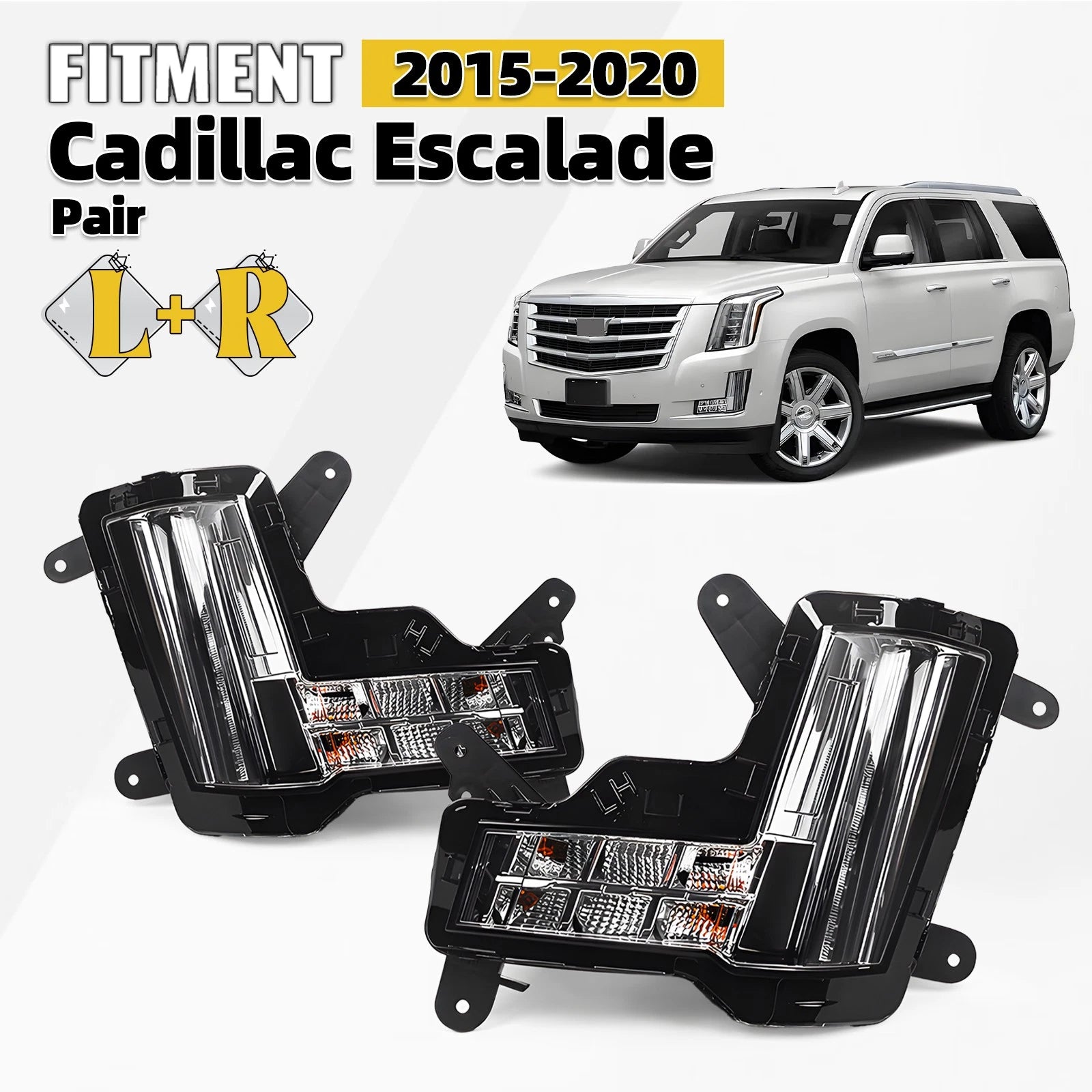 LED Fog Lights for Cadillac Escalade (2015–2020) w/o Crash Brake, Left+Right