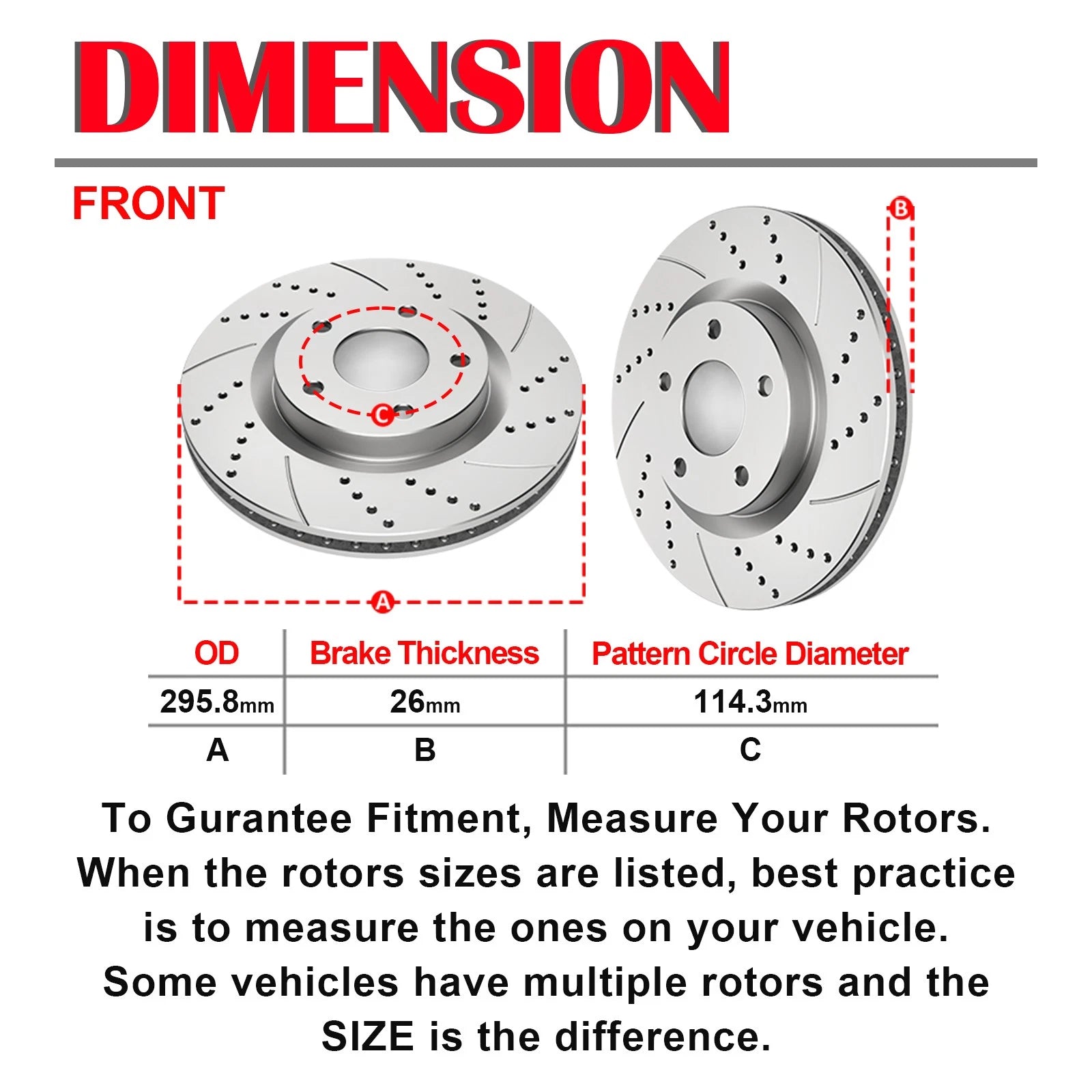 Drilled Brake Rotors + Ceramic Pads for Nissan Rogue (2014-2017)