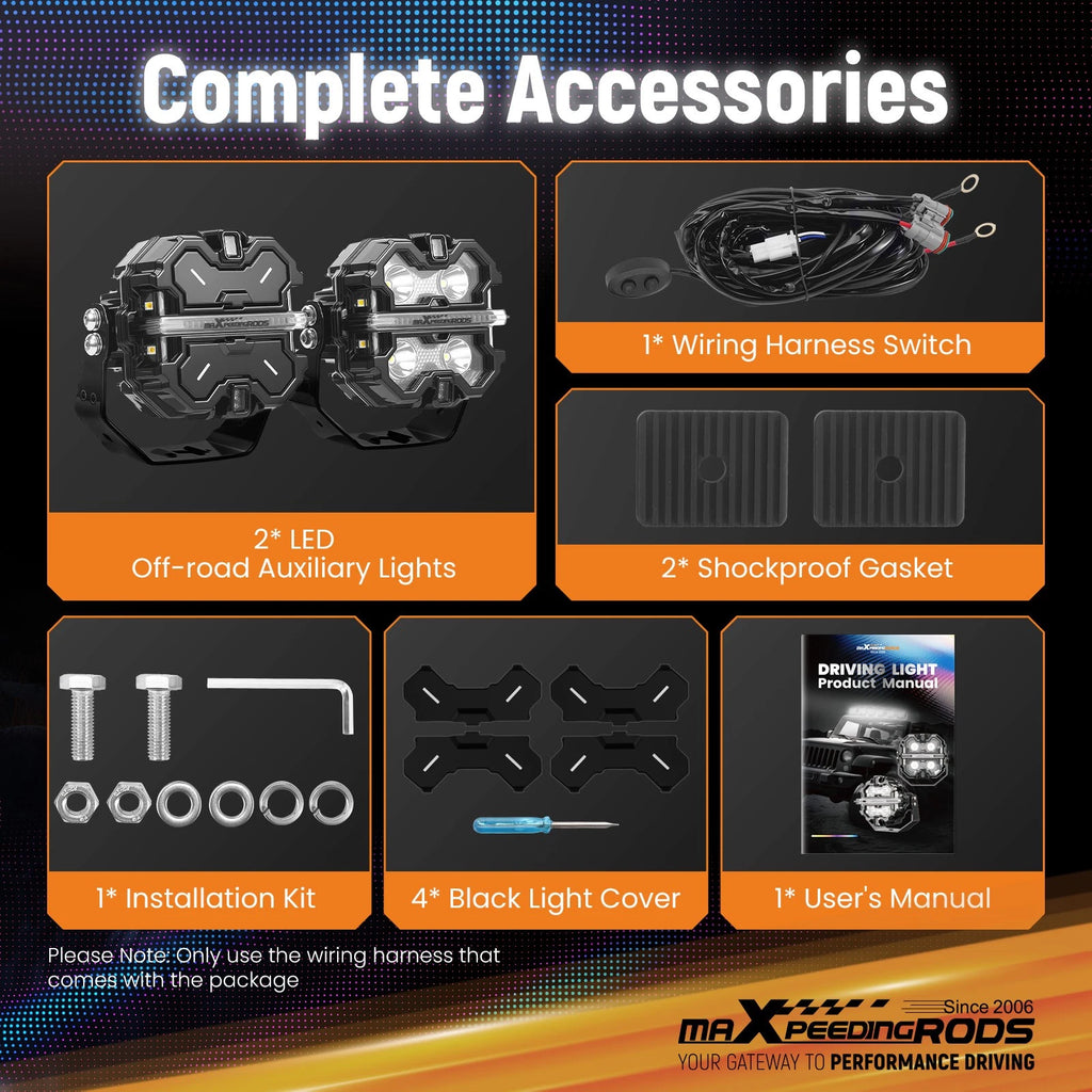 3.5" LED Pod Lights for Off Road Vehicles (RGB, Spot Beam)