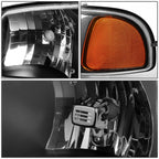 Black Housing Amber Corner Headlight Set for GMC Sierra/Yukon (1999–2007)