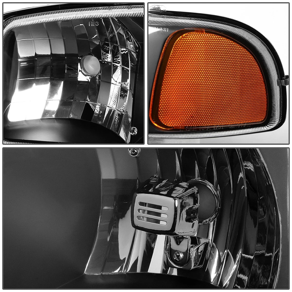Black Housing Amber Corner Headlight Set for GMC Sierra/Yukon (1999–2007)