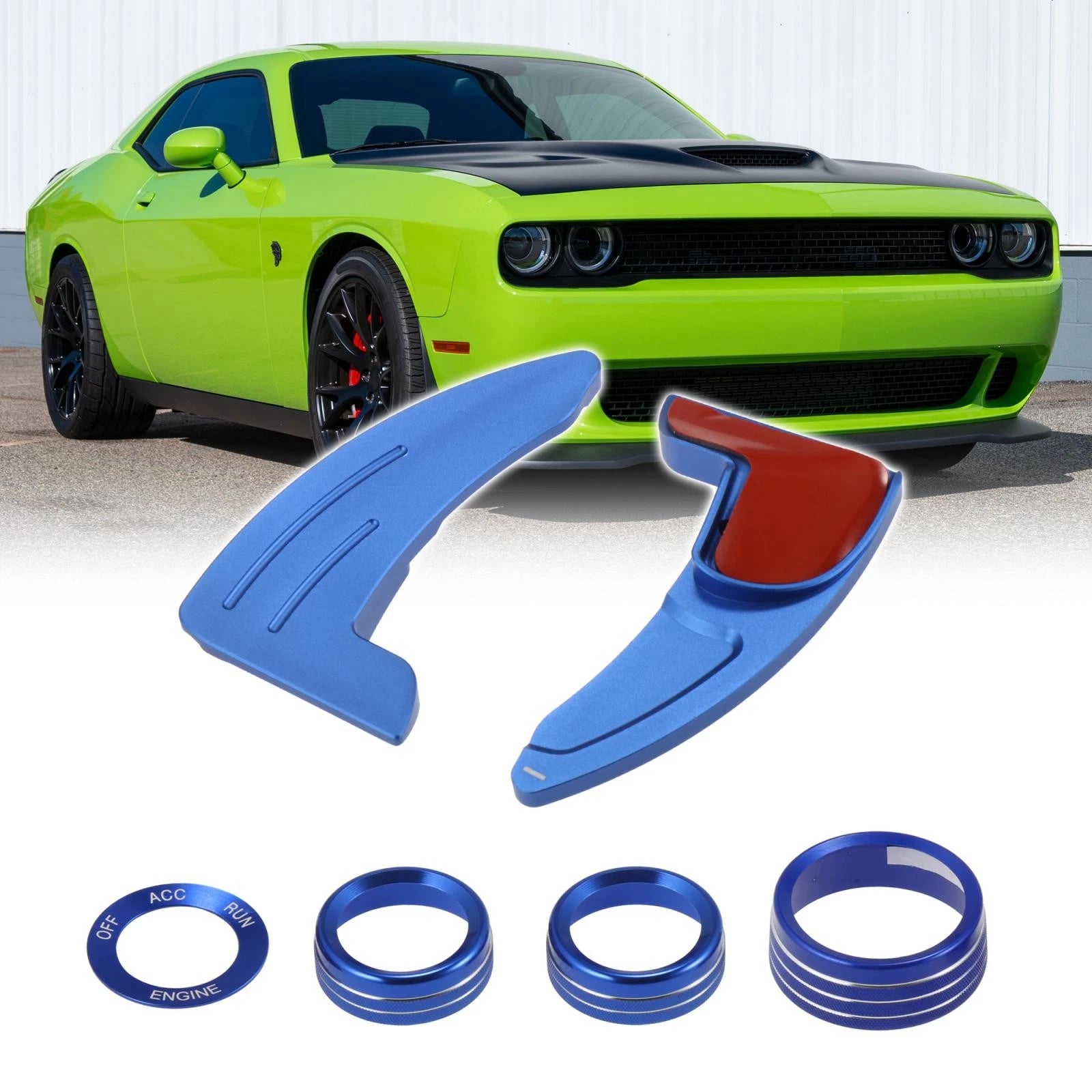 Set of 2 Steering Wheel Shift Paddle Extensions for Dodge Charger Challenger (2015–2023) - Blue