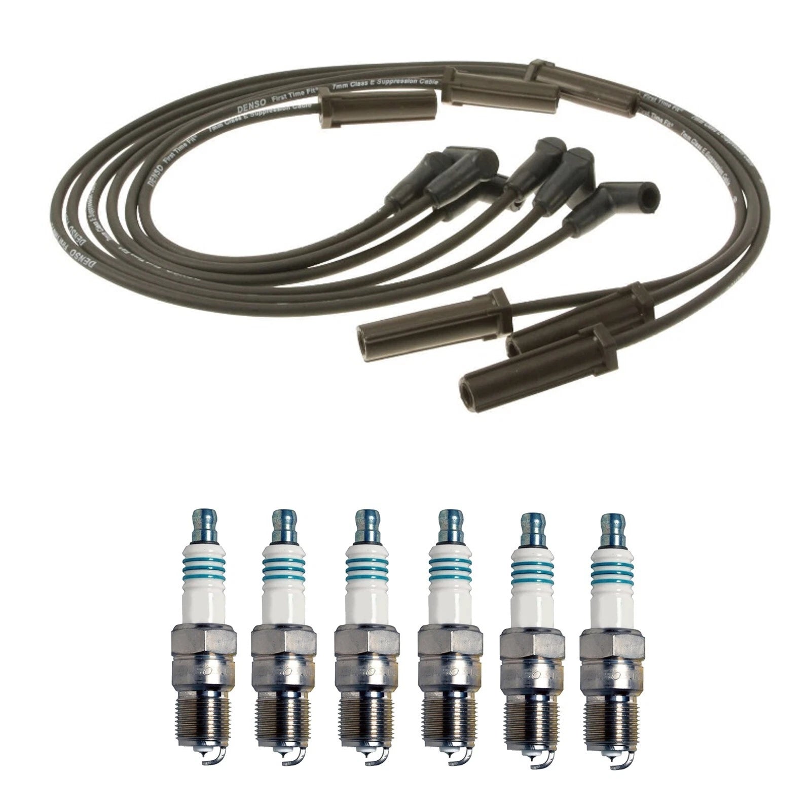 Denso 7mm Wire Set & 6 Iridium Power Spark Plugs for Buick Chevy Pontiac