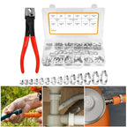 Hose Clamp Set of 160 Pcs with Pliers for Automotive, Marine, Industrial
