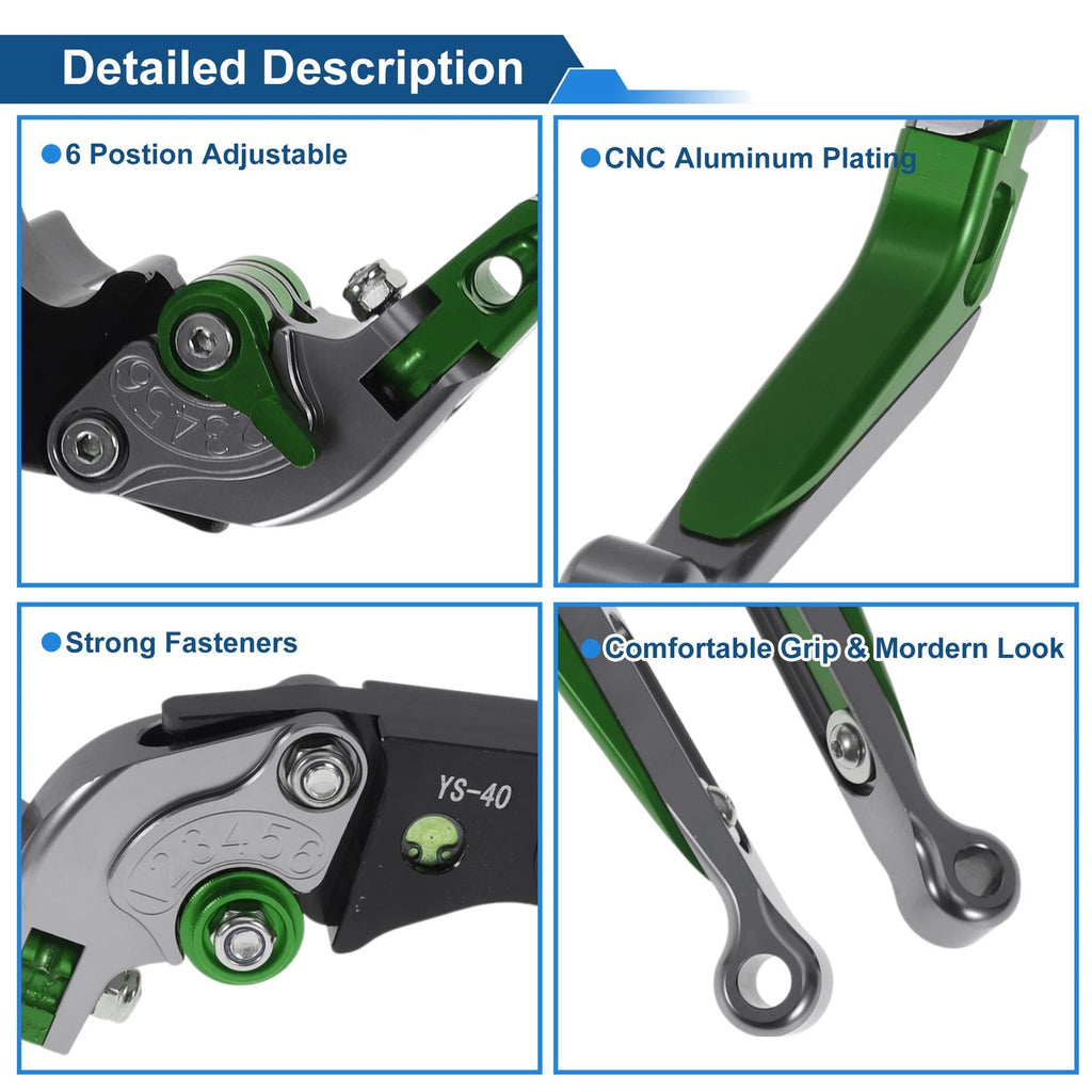 Adjustable Brake Clutch Lever for Honda CBR600RR (2003–2016) Titanium Green