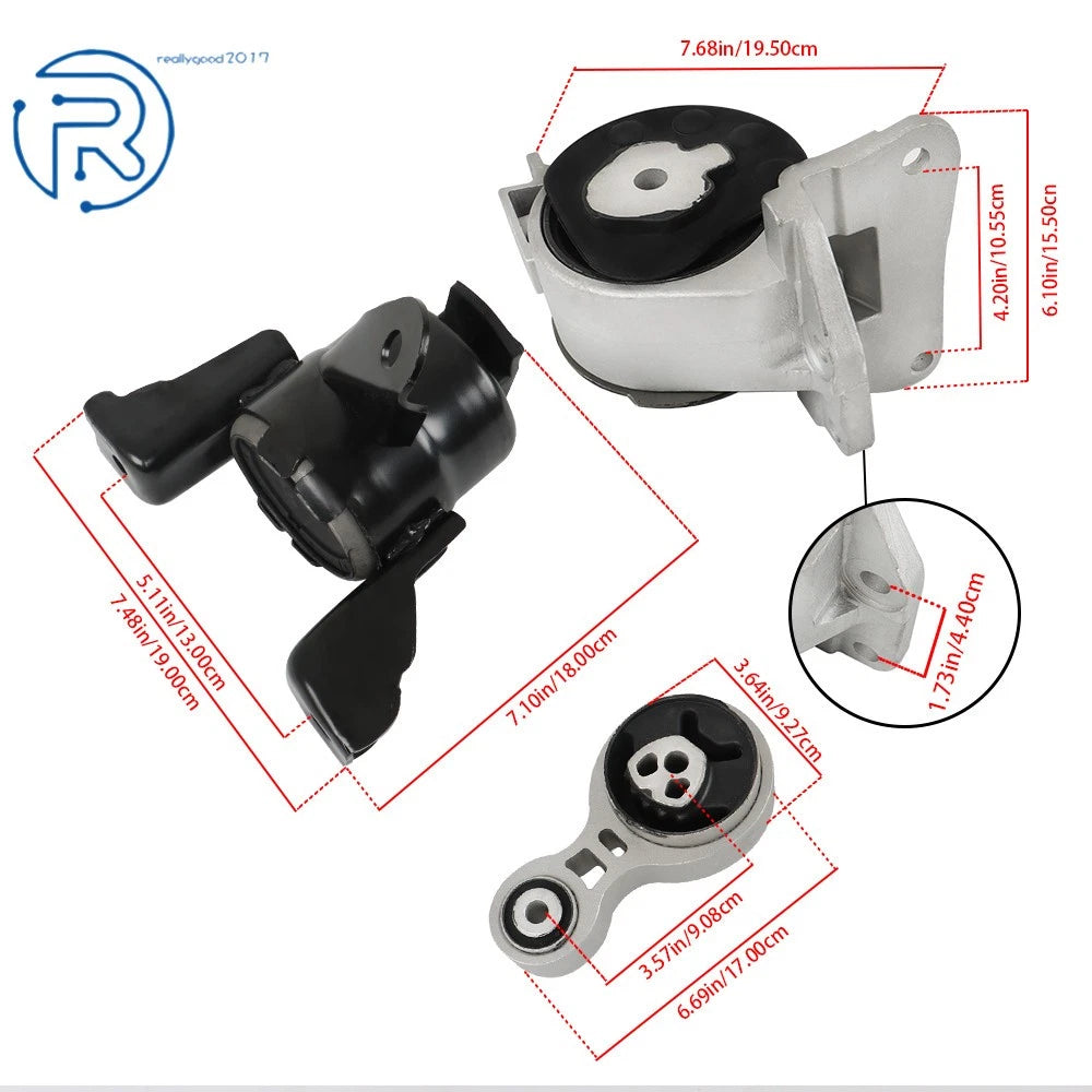 3X Engine Motor & Transmission Torque Strut Mount for Ford Fusion (2006–2012)
