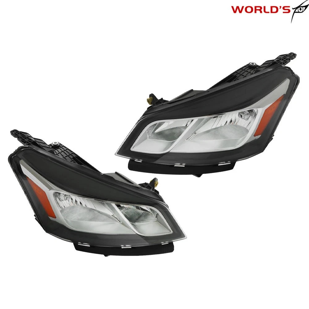 Set of 2 Halogen Headlights for Chevrolet Traverse (2013–2017) Black Chrome