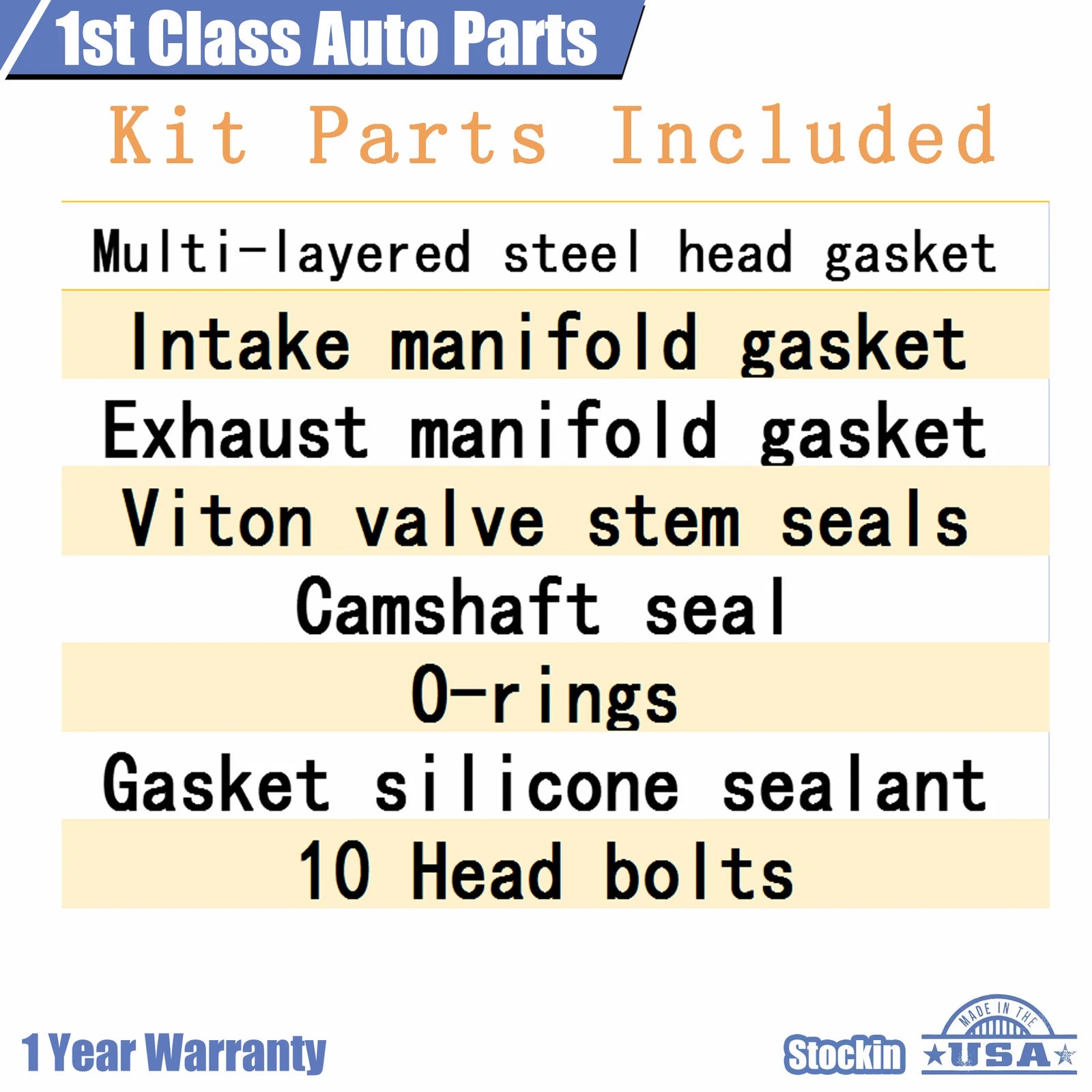 Engine Head Gasket Set with 10 Bolts for Honda Civic del Sol (1993–1997)