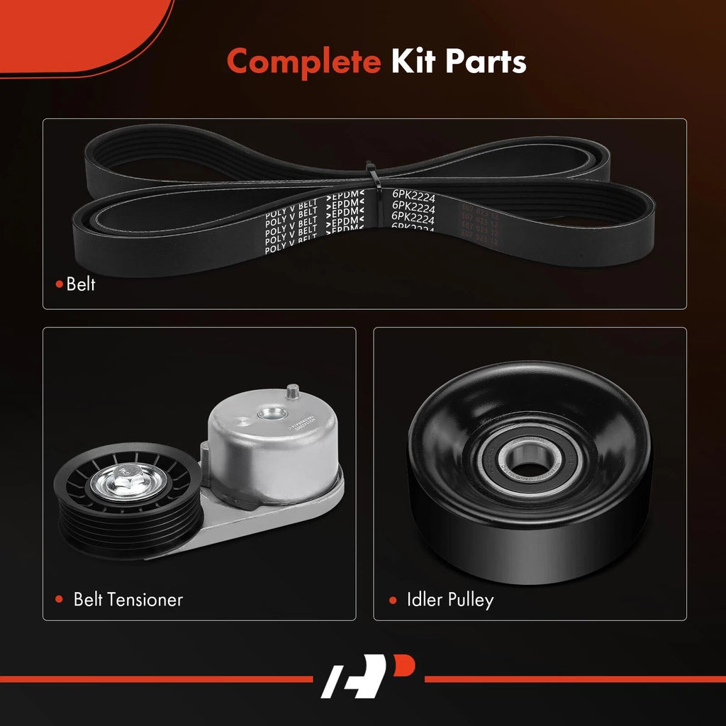 3X Serpentine Belt Drive Component Kit for Ford Mustang (2005-2010)