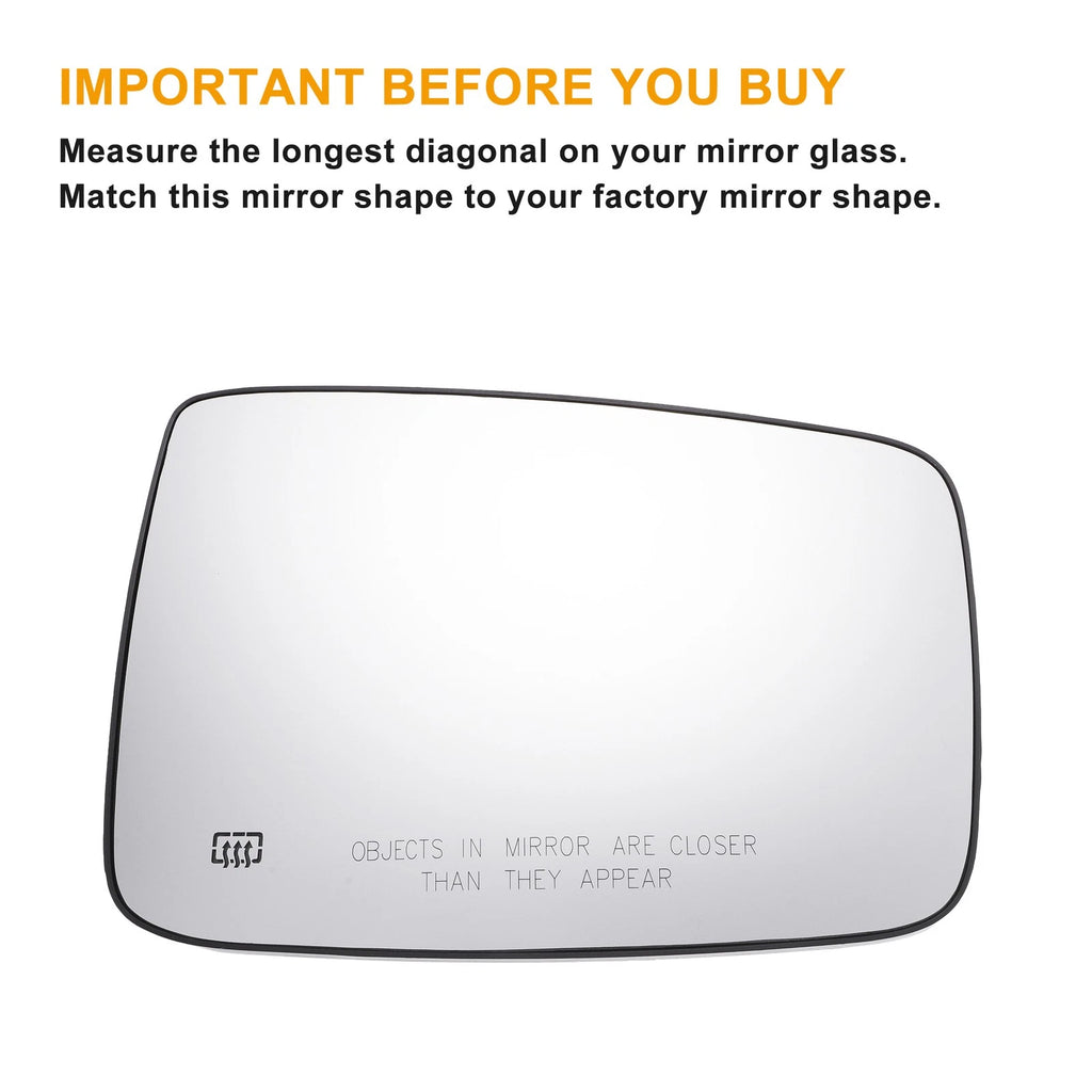 Pair White Heated Mirror Glass for Dodge Ram 1500 