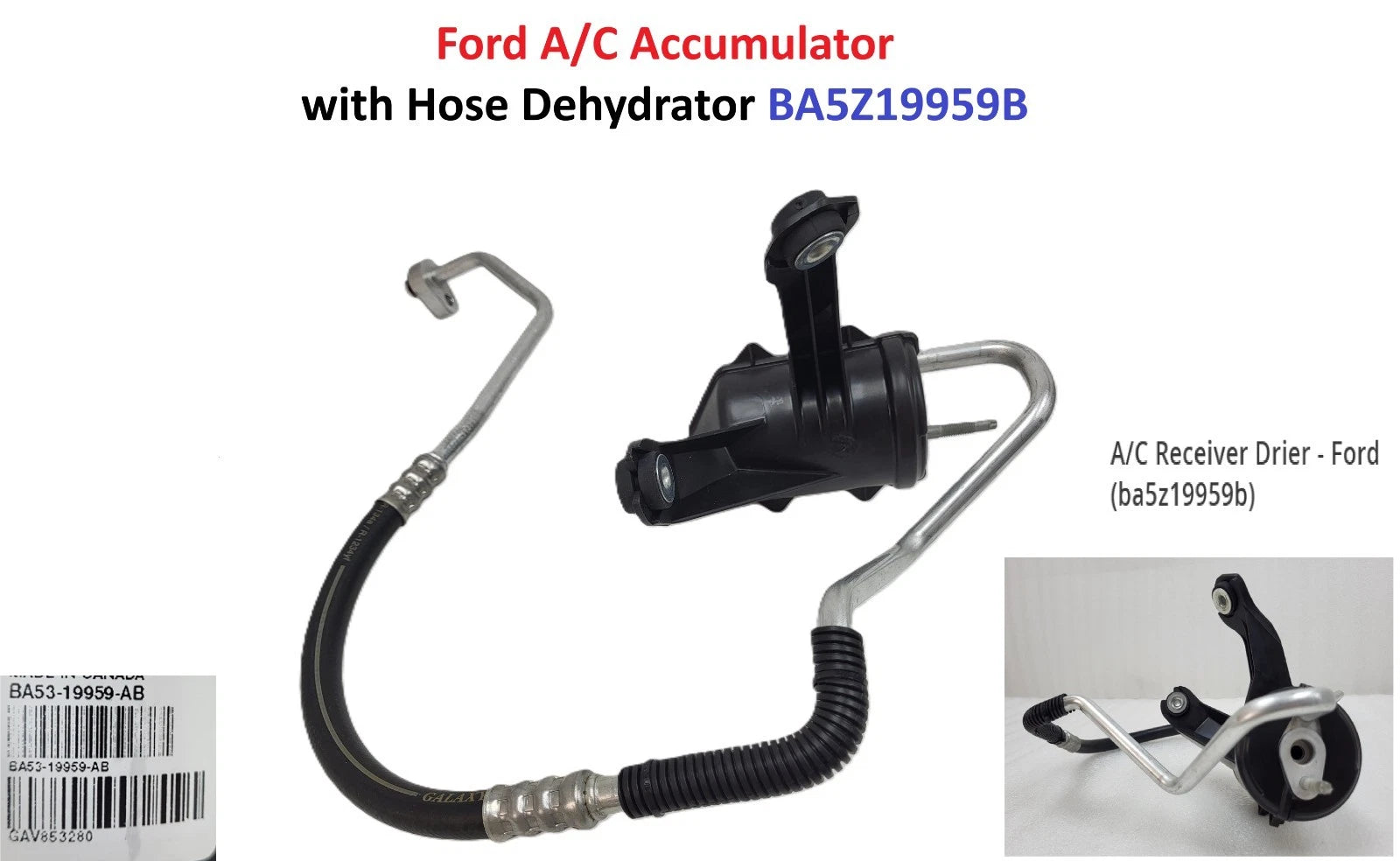 A/C Accumulator with Hose Dehydrator for Ford (2009–2019) BA5Z19959B