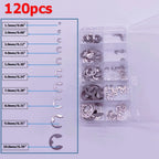 120 Clips C Circlips Retaining Ring Assorted Stainless Steel 1.5mm-10mm
