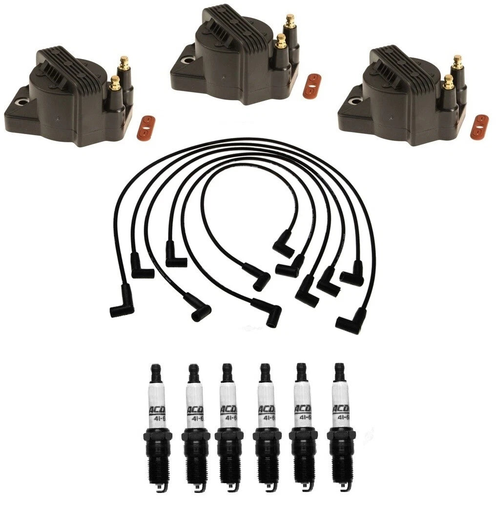 Set of 3 Ignition Coils & 6 Spark Plugs for Chevrolet Pontiac V6 (1995–1999)