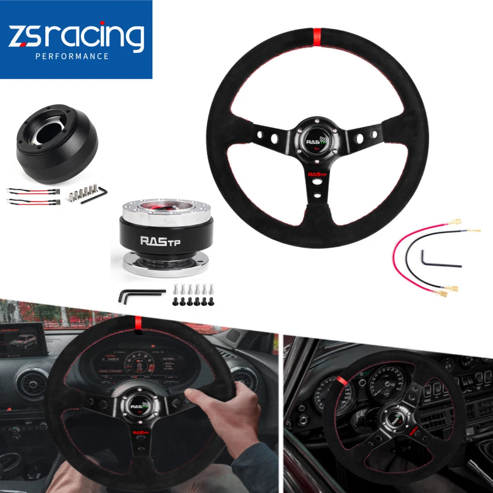14" Red Steering Wheel with Quick Release for Subaru BR-Z Scion FR-S
