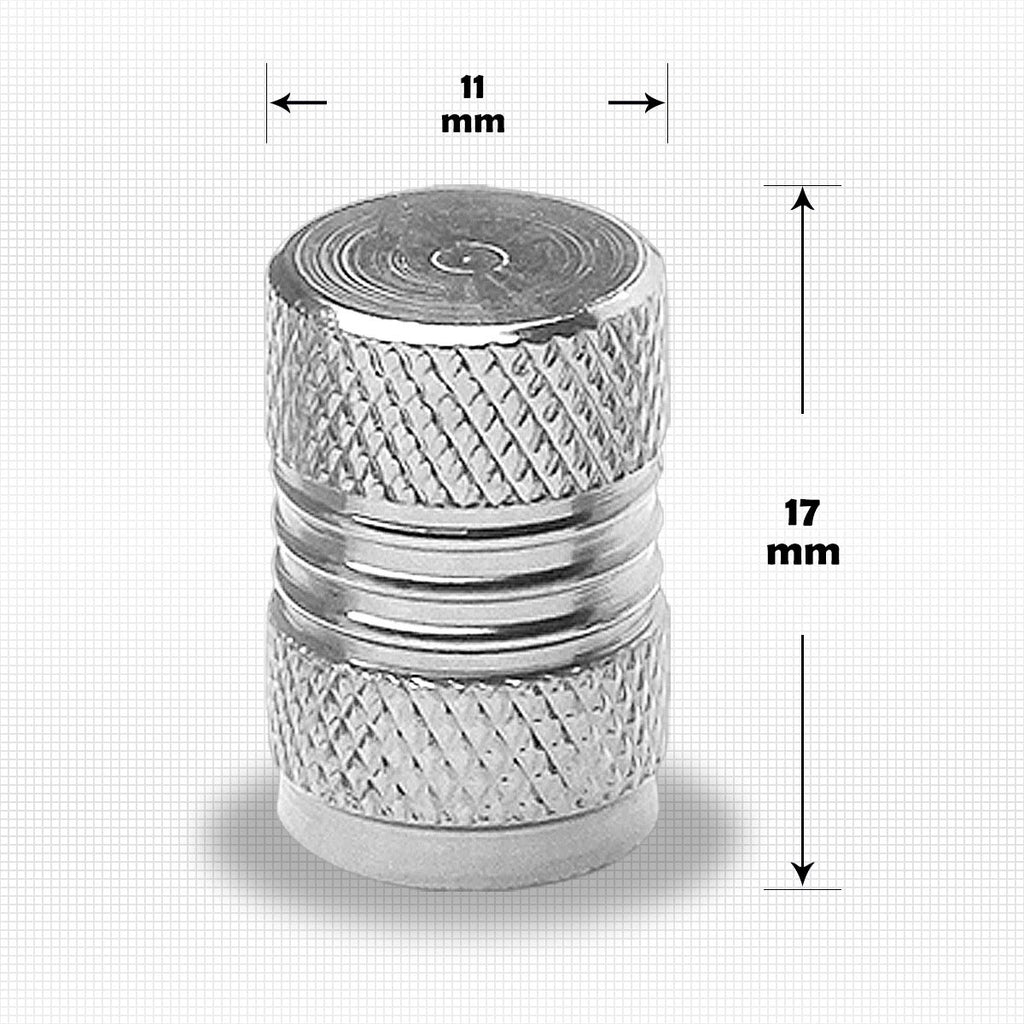 Set of 4 Silver Aluminum Tire Stem Caps for Dual Grip Style Wheels