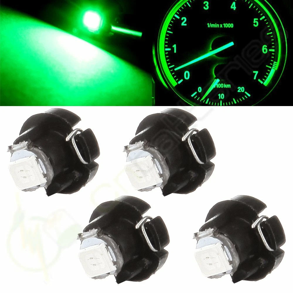 Set of 4 Green T3 Neo Wedge 1 SMD 2835 LED Bulbs for HVAC Dash Light