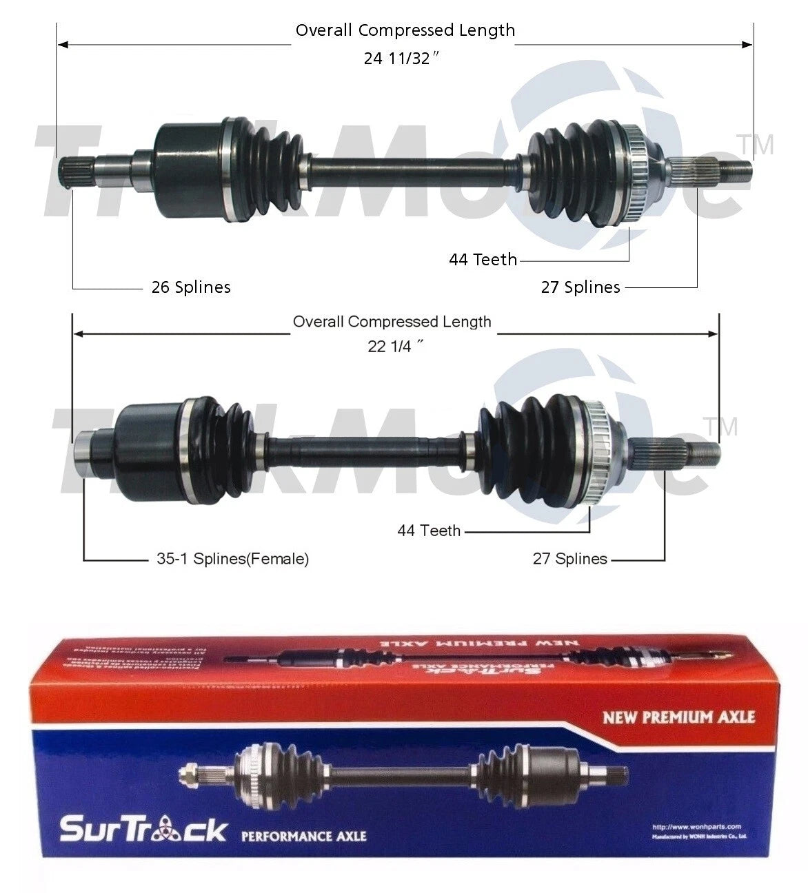 Set of 2 Front CV Axle Shafts for Ford Mercury (2.5L V6, Manual, FWD)