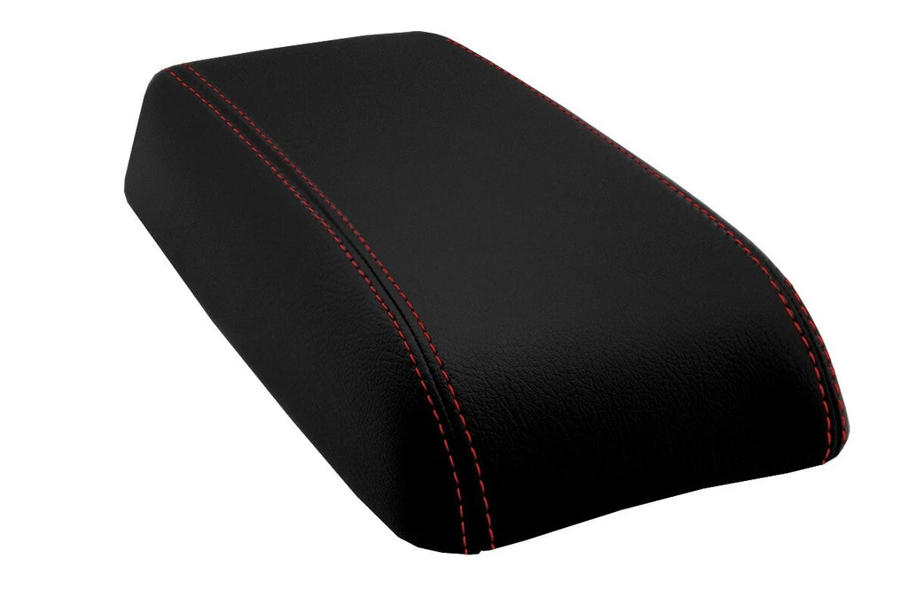 Leather Console Lid Armrest Cover for Ford Fusion (2006–2009) Red Stitch