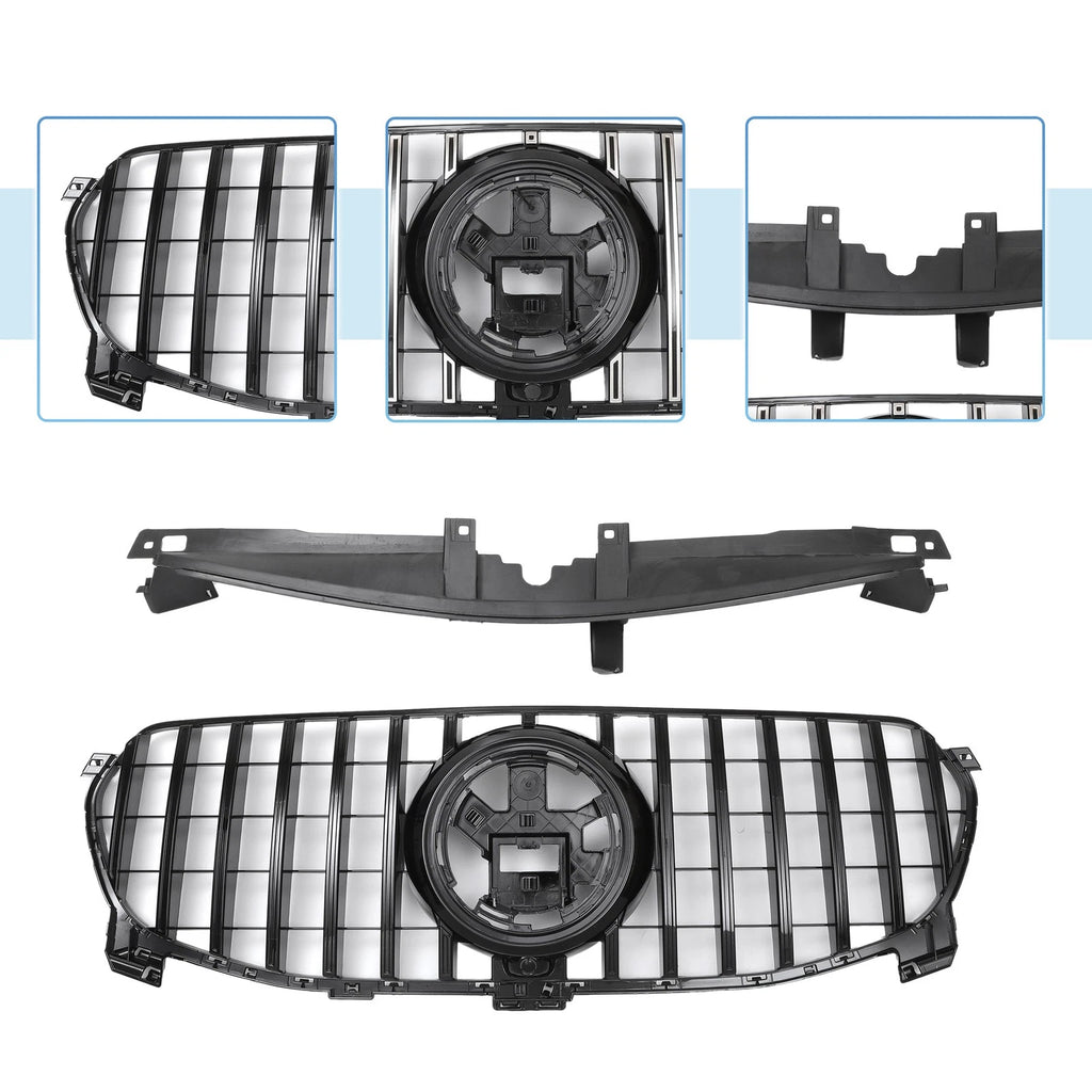 Front Upper Bumper Grille for Mercedes-Benz GLE350 (2020–2022) Black