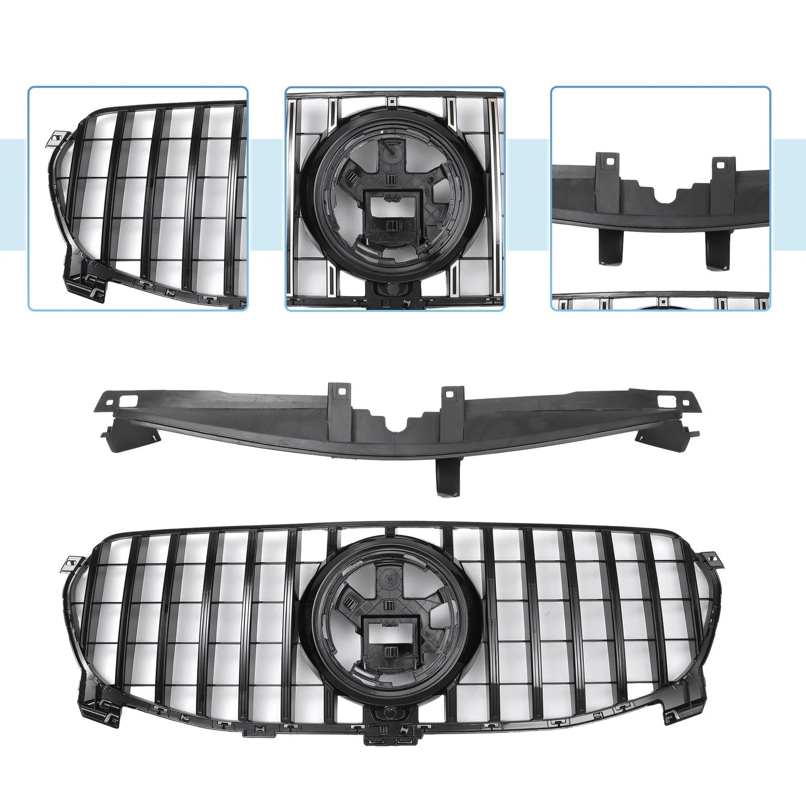 Front Upper Bumper Grille for Mercedes-Benz GLE350 (2020–2022) Black