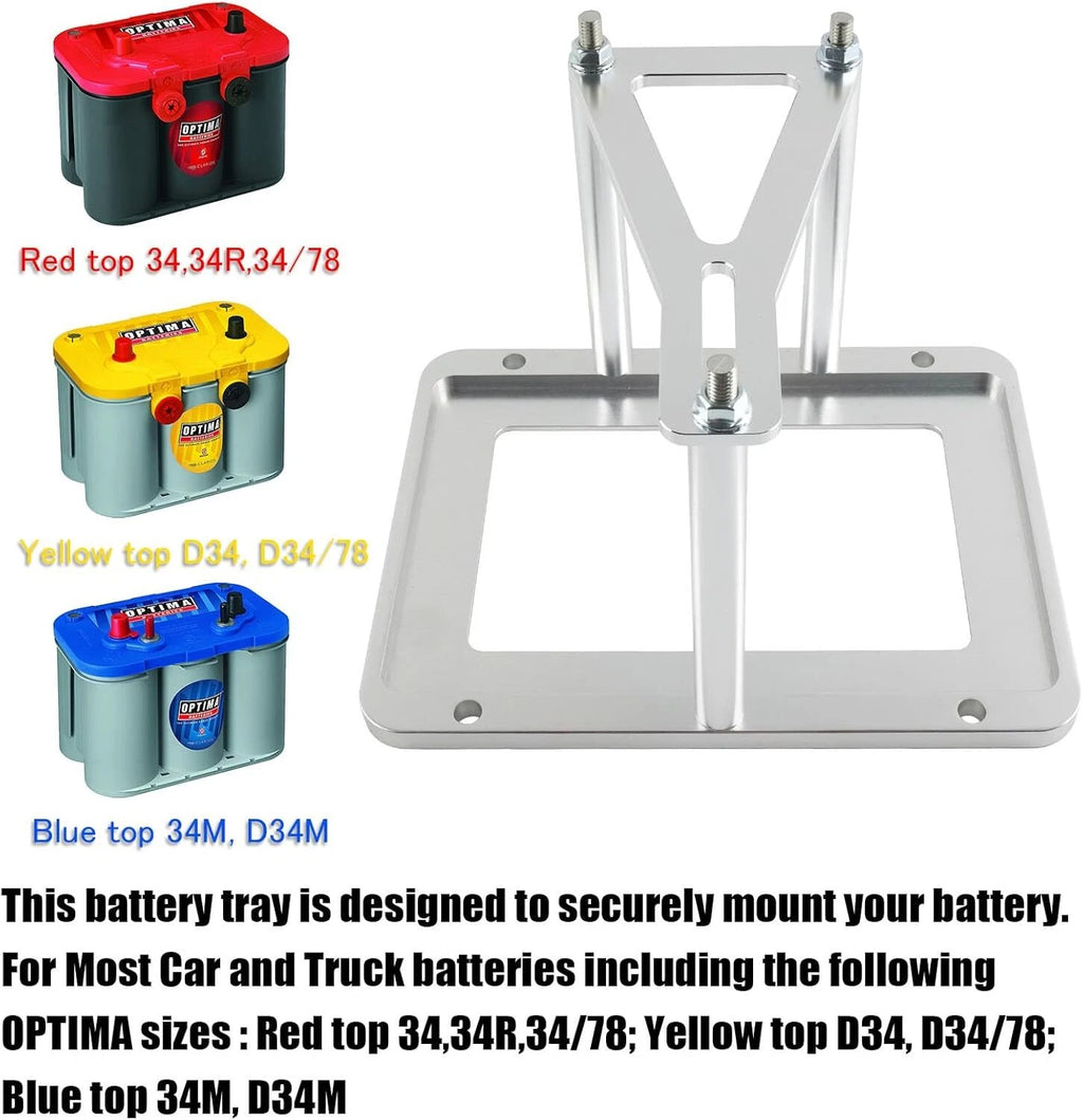 Billet Car Battery Tray Hold Down for Trunk Relocation Box (Aluminum Racing)