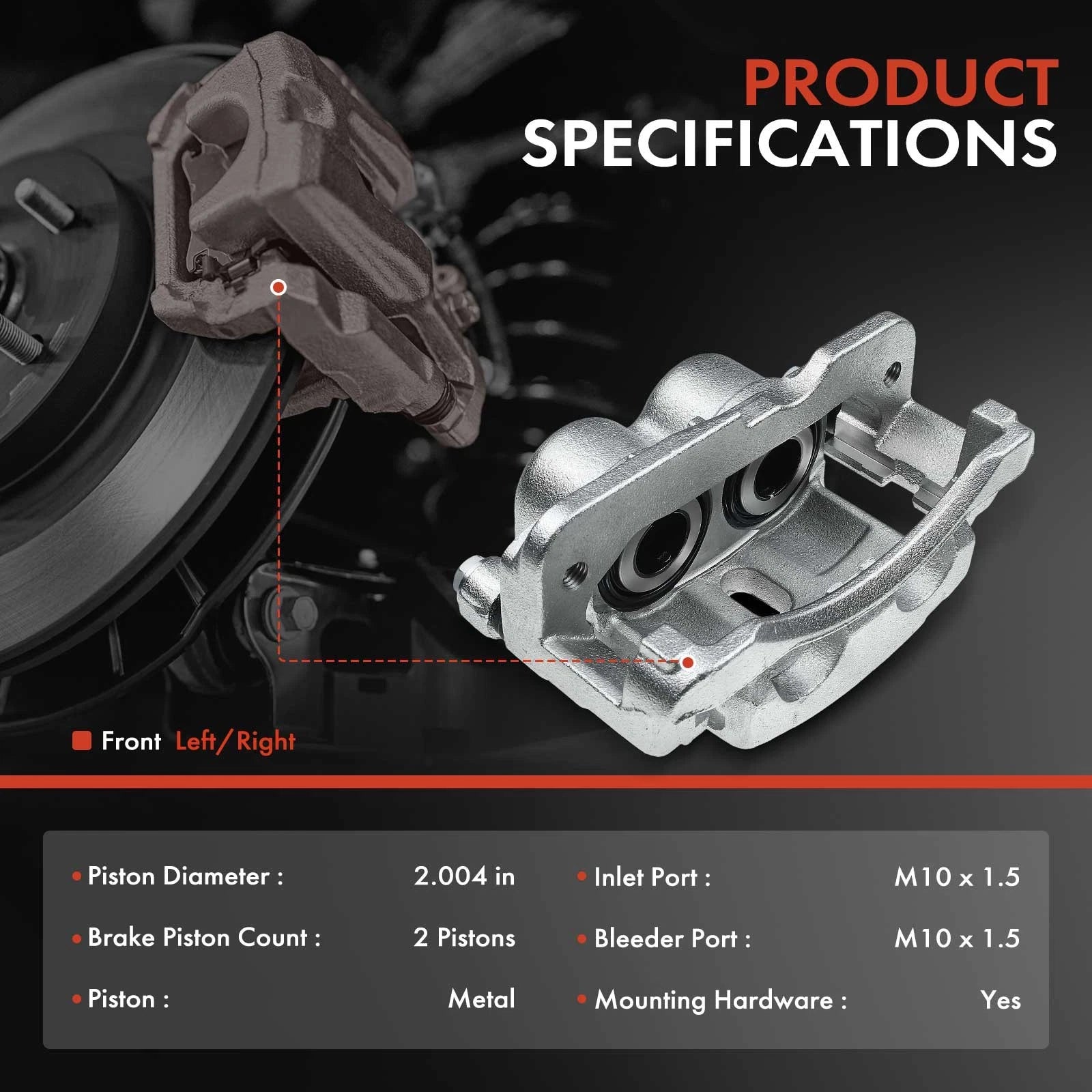 Front Brake Caliper with Bracket for Silverado 1500, Sierra 1500 (1999-2006)