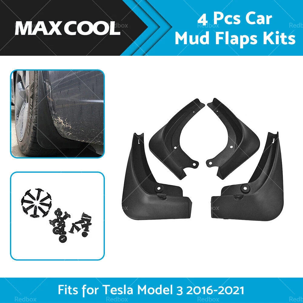 Set of 4 Mud Flaps Splash Guards for Tesla Model 3 (2017–2023)