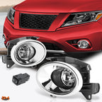 Clear Lens Front Bumper Fog Lights + Switch + Chrome Bezel for Pathfinder (2013–2016)