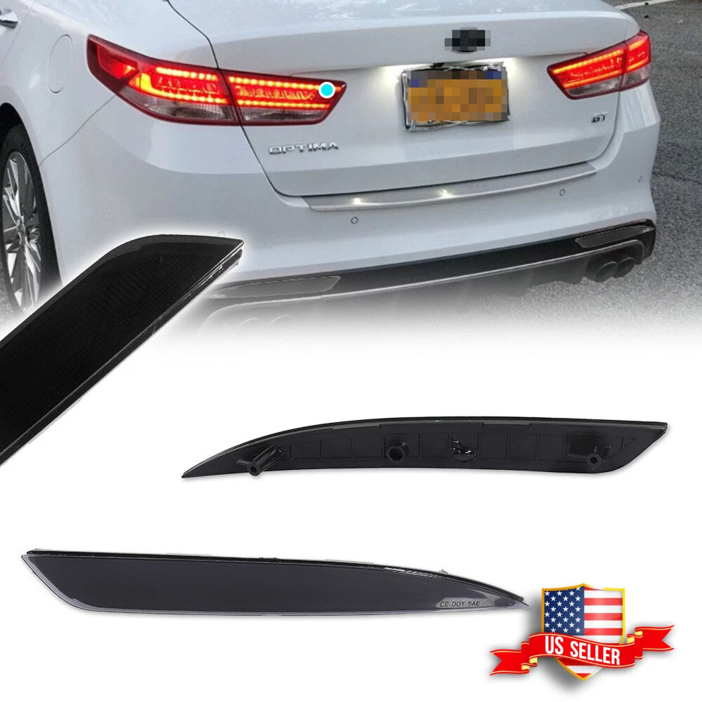 2X Smoked Lens Rear Bumper Reflector Lights for Kia Optima (2016–2018)