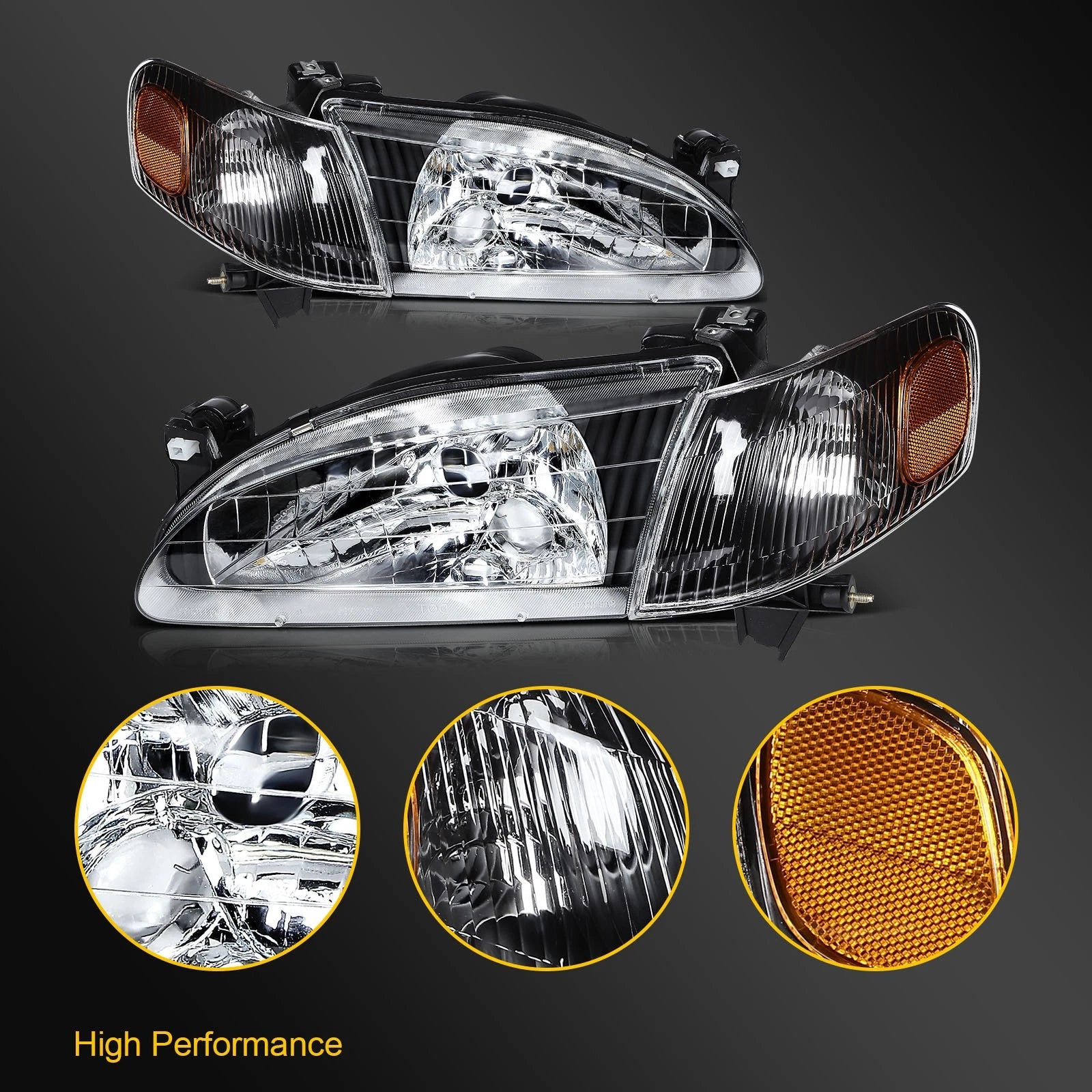 2X Headlight Assembly for Toyota Corolla (1998–2000)