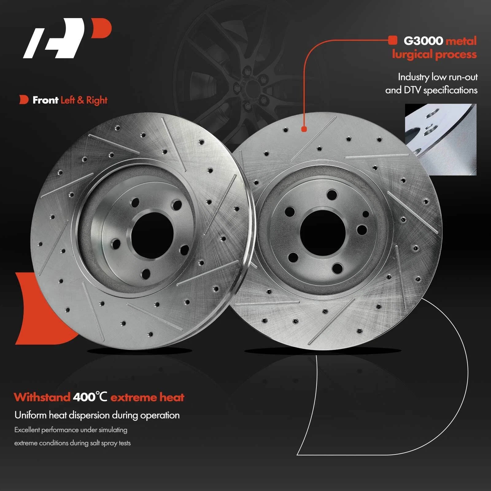 Drilled Brake Rotors & Ceramic Pads for Mercedes-Benz C300 C350 E250 SLK300 (2008–2015)
