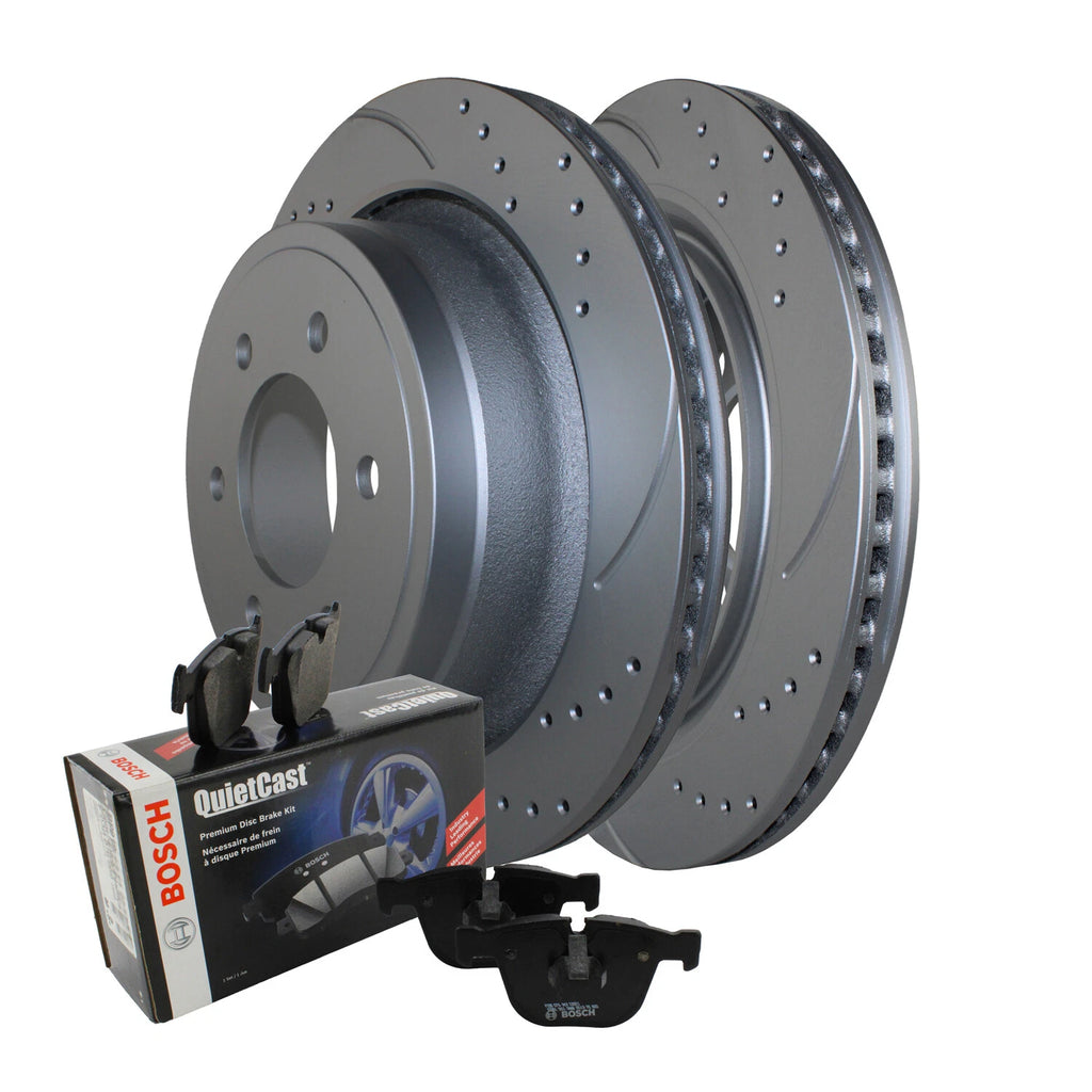 Rear Brake Kit 348mm Drilled Rotors & Bosch Pads for Ford F-150