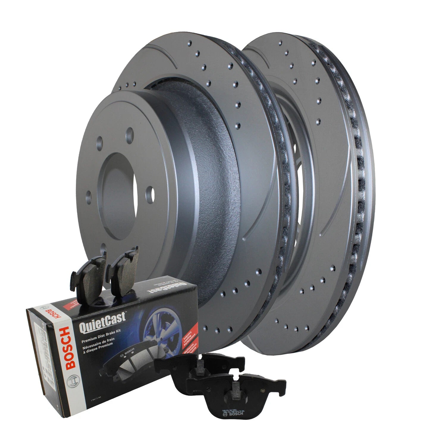 Rear Brake Kit 348mm Drilled Rotors & Bosch Pads for Ford F-150