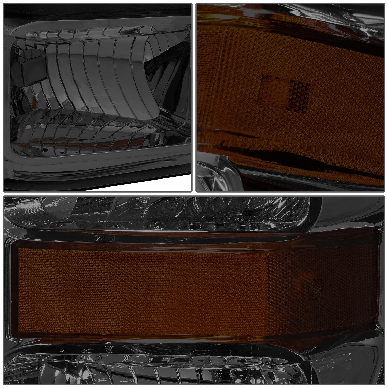 Pair of Smoked Housing Amber Side Headlights for Ford Super Duty (2008–2010)