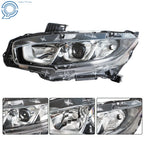 Headlight for Honda Civic (2016-2018) Halogen Projector Chrome Housing Left