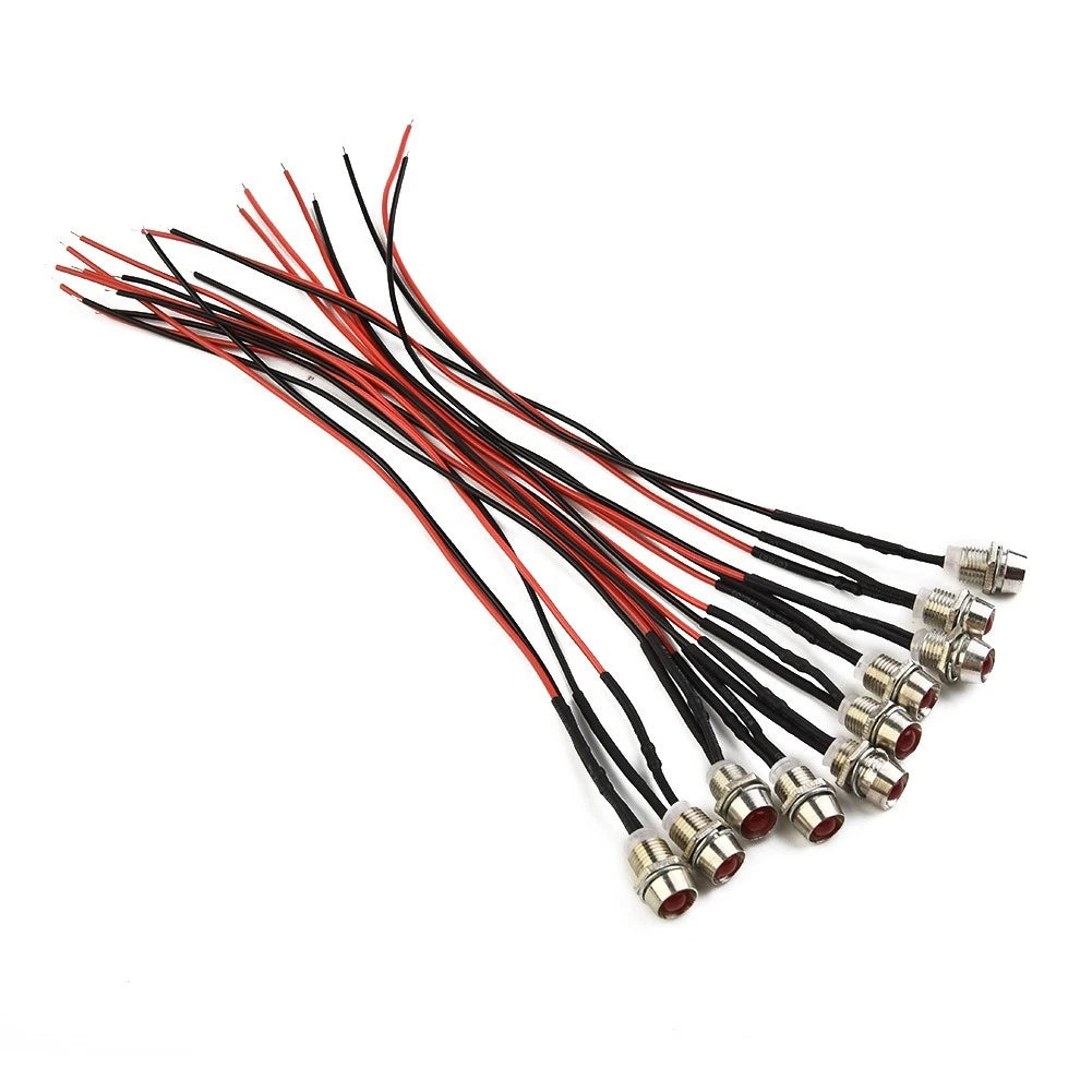 10Pcs 8mm/12V LED Indicator Lamp for Car Truck Boat (Universal)