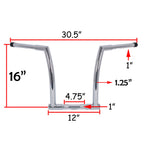 Chrome 16" Rise Handlebar Ape Hanger for Harley FXDLS (2016–2017), FLS FLSS FLSTC (2000–2017)