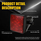 2X 15-LED Brake Light Trailer Hitch Cover for Towing 2" Red Lens