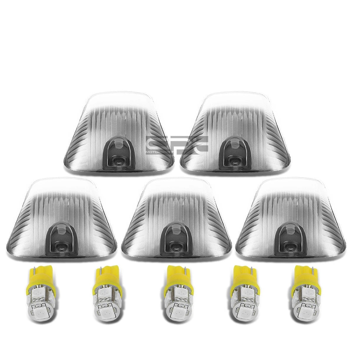 5Pcs Chrome Housing Yellow LED Cab Roof Running Light for Chevy GMC C/K (1988–2002)