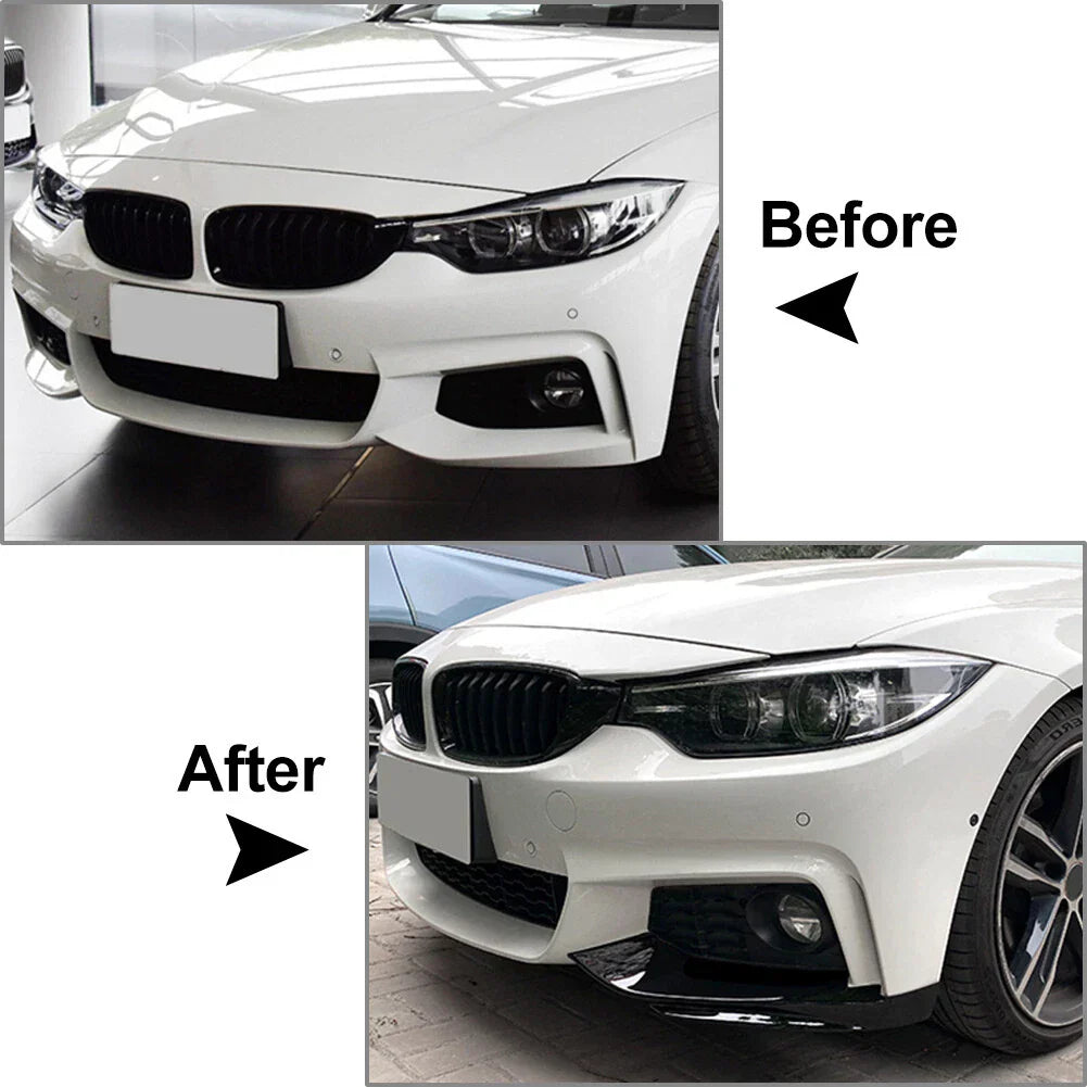 Carbon Front Bumper Lip Splitter Side Air Vent Covers for BMW 4-Series (2014-2020)